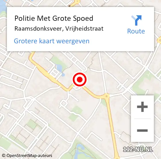 Locatie op kaart van de 112 melding: Politie Met Grote Spoed Naar Raamsdonksveer, Vrijheidstraat op 23 juni 2023 15:39