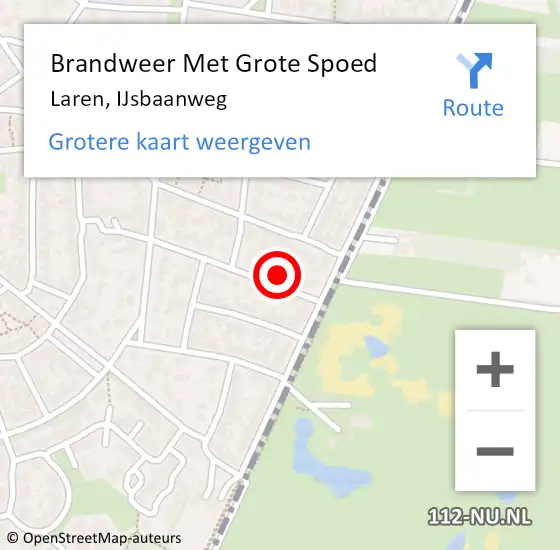 Locatie op kaart van de 112 melding: Brandweer Met Grote Spoed Naar Laren, IJsbaanweg op 23 juni 2023 15:45