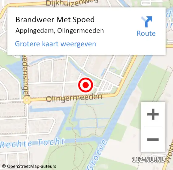 Locatie op kaart van de 112 melding: Brandweer Met Spoed Naar Appingedam, Olingermeeden op 23 juni 2023 15:49