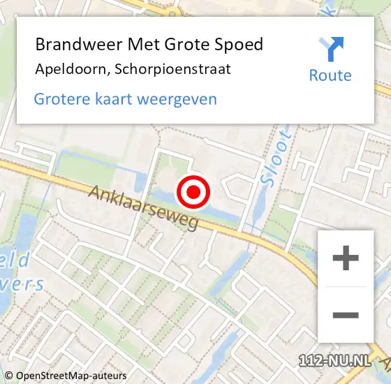 Locatie op kaart van de 112 melding: Brandweer Met Grote Spoed Naar Apeldoorn, Schorpioenstraat op 23 juni 2023 15:50