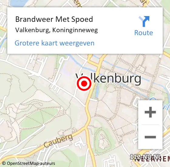 Locatie op kaart van de 112 melding: Brandweer Met Spoed Naar Valkenburg, Koninginneweg op 23 juni 2023 16:04