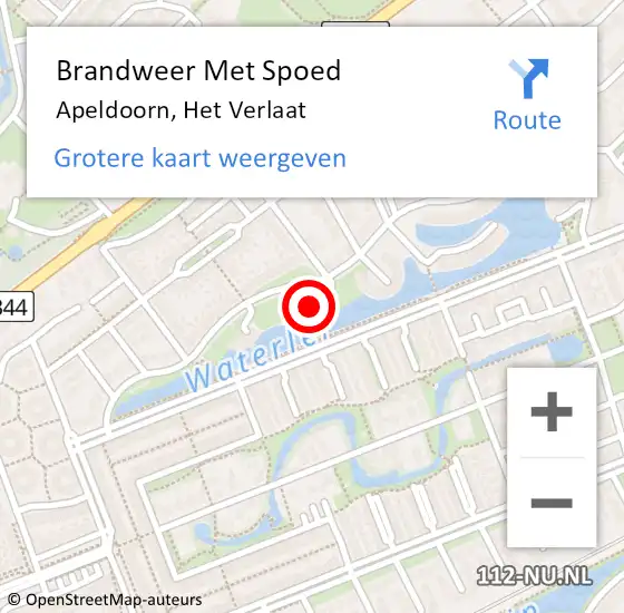 Locatie op kaart van de 112 melding: Brandweer Met Spoed Naar Apeldoorn, Het Verlaat op 23 juni 2023 16:08