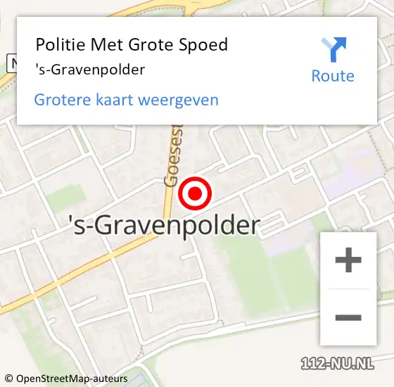 Locatie op kaart van de 112 melding: Politie Met Grote Spoed Naar 's-Gravenpolder op 23 juni 2023 16:21