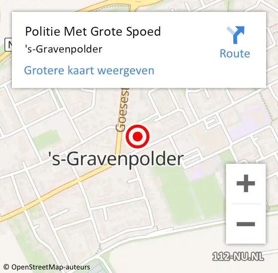 Locatie op kaart van de 112 melding: Politie Met Grote Spoed Naar 's-Gravenpolder op 23 juni 2023 16:22