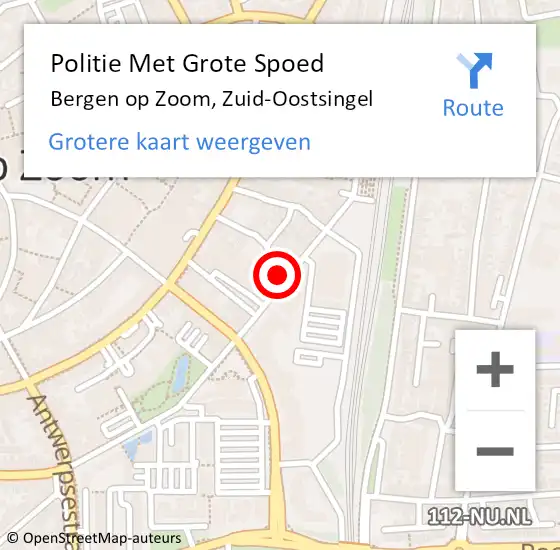 Locatie op kaart van de 112 melding: Politie Met Grote Spoed Naar Bergen op Zoom, Zuid-Oostsingel op 23 juni 2023 17:17