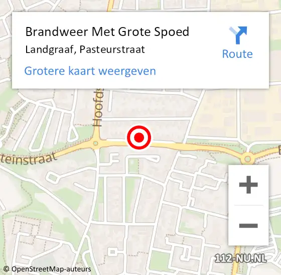 Locatie op kaart van de 112 melding: Brandweer Met Grote Spoed Naar Landgraaf, Pasteurstraat op 23 juni 2023 17:23