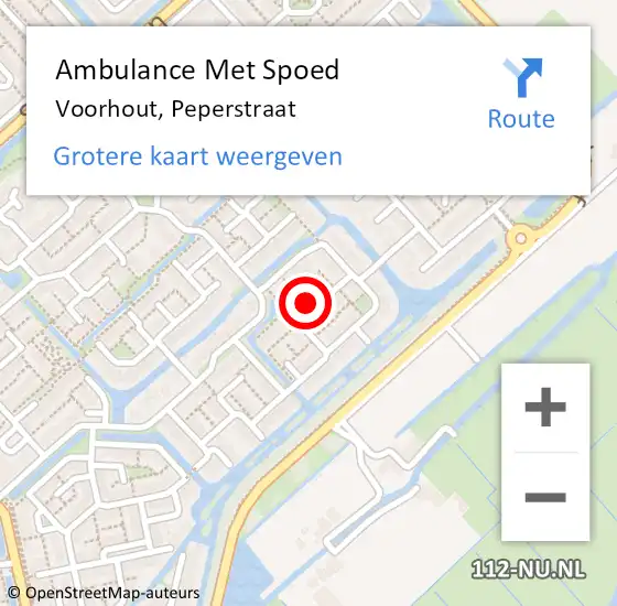 Locatie op kaart van de 112 melding: Ambulance Met Spoed Naar Voorhout, Peperstraat op 23 juni 2023 17:28