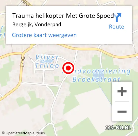 Locatie op kaart van de 112 melding: Trauma helikopter Met Grote Spoed Naar Bergeijk, Vonderpad op 23 juni 2023 17:29