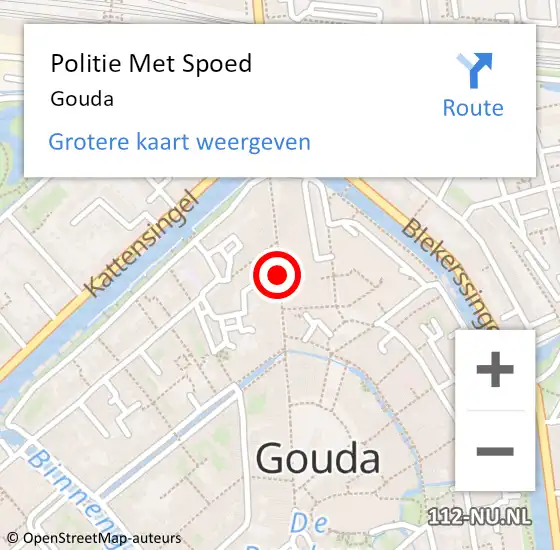 Locatie op kaart van de 112 melding: Politie Met Spoed Naar Gouda op 23 juni 2023 17:44