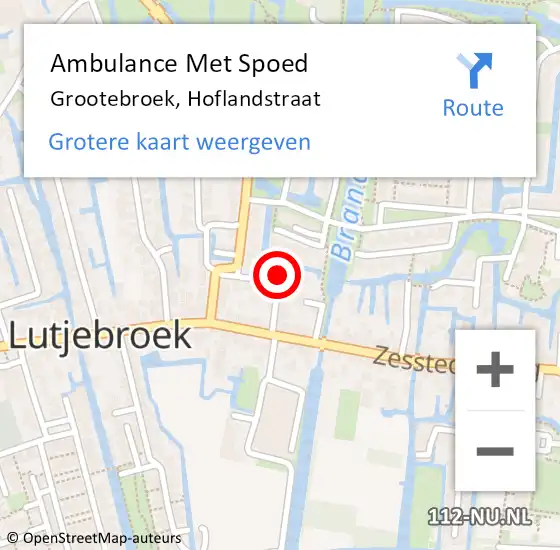 Locatie op kaart van de 112 melding: Ambulance Met Spoed Naar Grootebroek, Hoflandstraat op 23 juni 2023 18:14