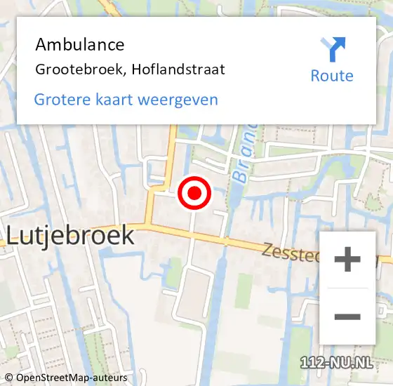 Locatie op kaart van de 112 melding: Ambulance Grootebroek, Hoflandstraat op 23 juni 2023 18:15