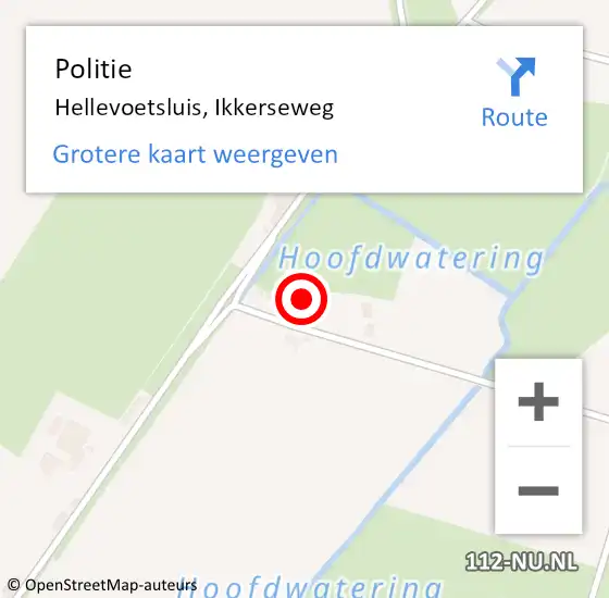 Locatie op kaart van de 112 melding: Politie Hellevoetsluis, Ikkerseweg op 23 juni 2023 18:38