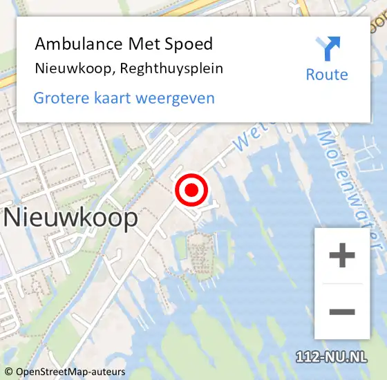 Locatie op kaart van de 112 melding: Ambulance Met Spoed Naar Nieuwkoop, Reghthuysplein op 23 juni 2023 18:45