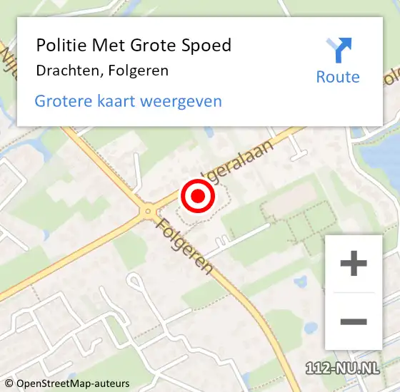 Locatie op kaart van de 112 melding: Politie Met Grote Spoed Naar Drachten, Folgeren op 23 juni 2023 18:56