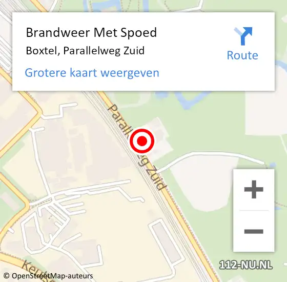 Locatie op kaart van de 112 melding: Brandweer Met Spoed Naar Boxtel, Parallelweg Zuid op 23 juni 2023 19:04