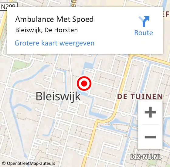 Locatie op kaart van de 112 melding: Ambulance Met Spoed Naar Bleiswijk, De Horsten op 23 juni 2023 19:11