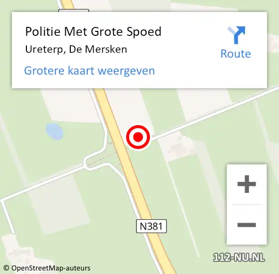 Locatie op kaart van de 112 melding: Politie Met Grote Spoed Naar Ureterp, De Mersken op 23 juni 2023 19:31