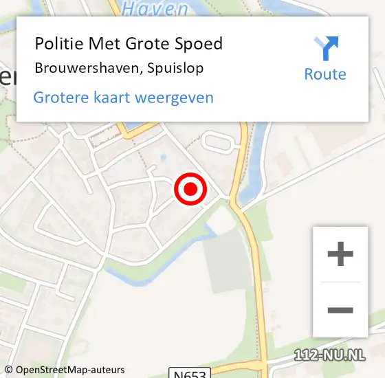 Locatie op kaart van de 112 melding: Politie Met Grote Spoed Naar Brouwershaven, Spuislop op 23 juni 2023 19:34