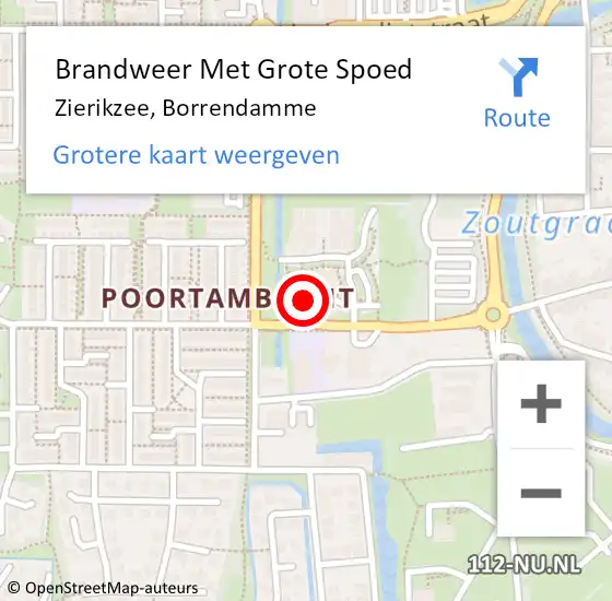 Locatie op kaart van de 112 melding: Brandweer Met Grote Spoed Naar Zierikzee, Borrendamme op 23 juni 2023 19:38