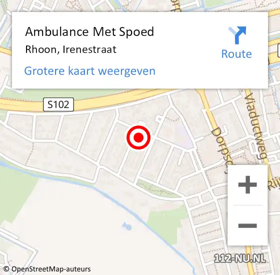 Locatie op kaart van de 112 melding: Ambulance Met Spoed Naar Rhoon, Irenestraat op 23 juni 2023 20:17