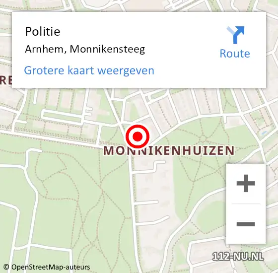 Locatie op kaart van de 112 melding: Politie Arnhem, Monnikensteeg op 23 juni 2023 20:20