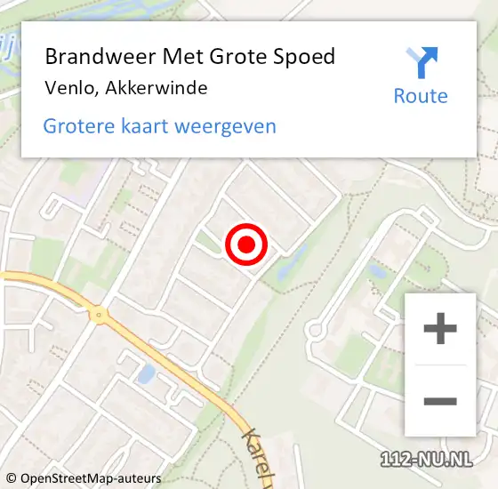 Locatie op kaart van de 112 melding: Brandweer Met Grote Spoed Naar Venlo, Akkerwinde op 23 juni 2023 20:38