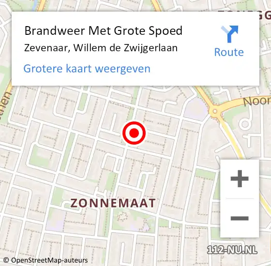 Locatie op kaart van de 112 melding: Brandweer Met Grote Spoed Naar Zevenaar, Willem de Zwijgerlaan op 23 juni 2023 20:46