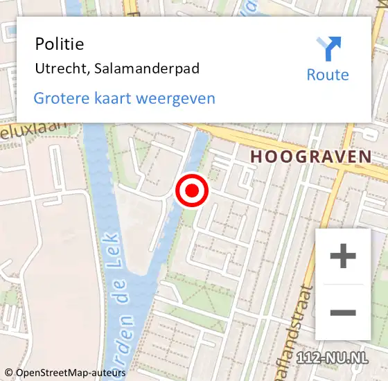 Locatie op kaart van de 112 melding: Politie Utrecht, Salamanderpad op 23 juni 2023 20:47