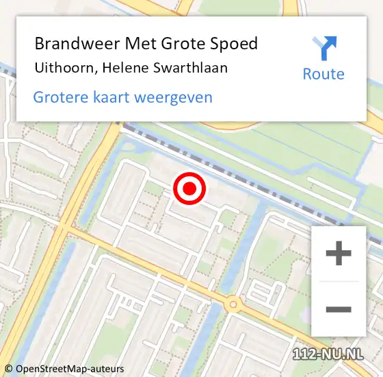 Locatie op kaart van de 112 melding: Brandweer Met Grote Spoed Naar Uithoorn, Helene Swarthlaan op 23 juni 2023 20:50