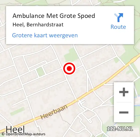 Locatie op kaart van de 112 melding: Ambulance Met Grote Spoed Naar Heel, Bernhardstraat op 23 juni 2023 21:33