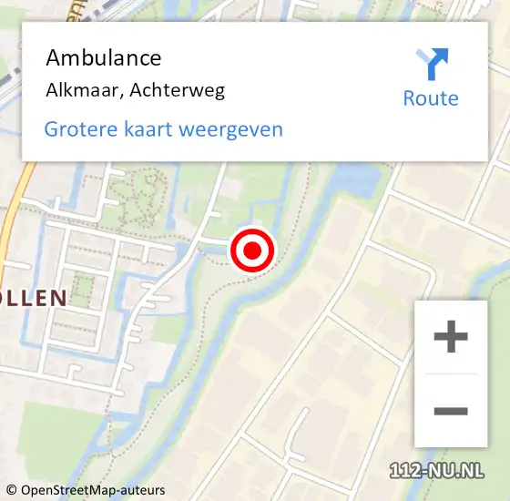 Locatie op kaart van de 112 melding: Ambulance Alkmaar, Achterweg op 23 juni 2023 21:34