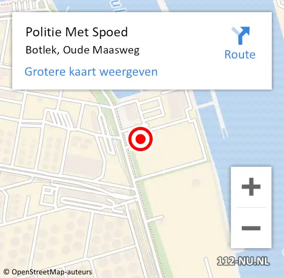 Locatie op kaart van de 112 melding: Politie Met Spoed Naar Botlek, Oude Maasweg op 23 juni 2023 21:45