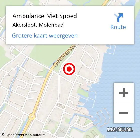 Locatie op kaart van de 112 melding: Ambulance Met Spoed Naar Akersloot, Molenpad op 23 juni 2023 21:49
