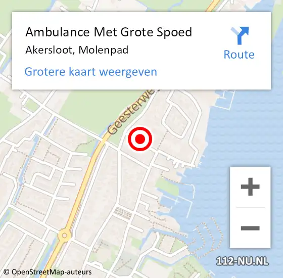 Locatie op kaart van de 112 melding: Ambulance Met Grote Spoed Naar Akersloot, Molenpad op 23 juni 2023 21:51