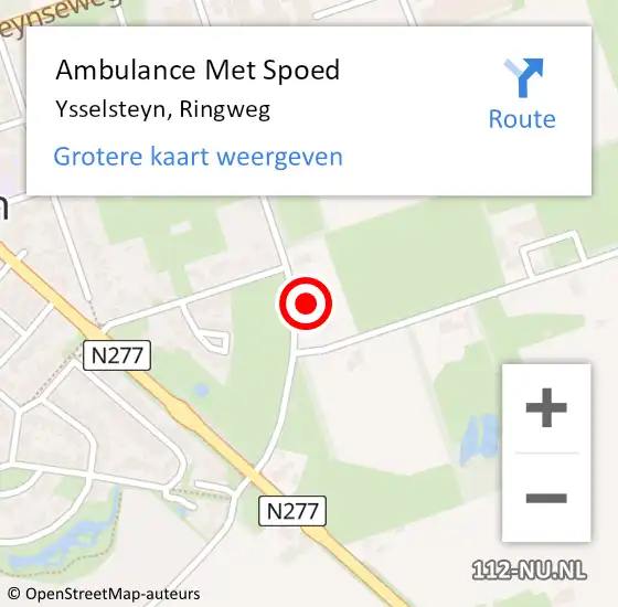 Locatie op kaart van de 112 melding: Ambulance Met Spoed Naar Ysselsteyn, Ringweg op 23 juni 2023 21:54