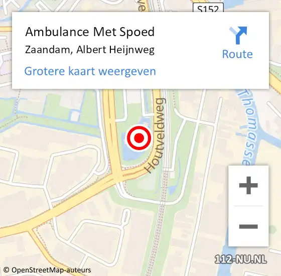 Locatie op kaart van de 112 melding: Ambulance Met Spoed Naar Zaandam, Albert Heijnweg op 23 juni 2023 22:02