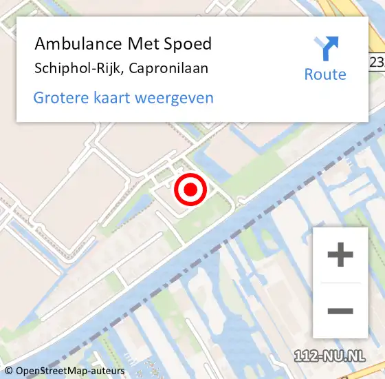 Locatie op kaart van de 112 melding: Ambulance Met Spoed Naar Schiphol-Rijk, Capronilaan op 23 juni 2023 22:06