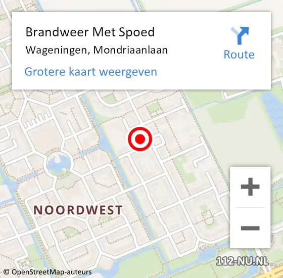 Locatie op kaart van de 112 melding: Brandweer Met Spoed Naar Wageningen, Mondriaanlaan op 23 juni 2023 22:16
