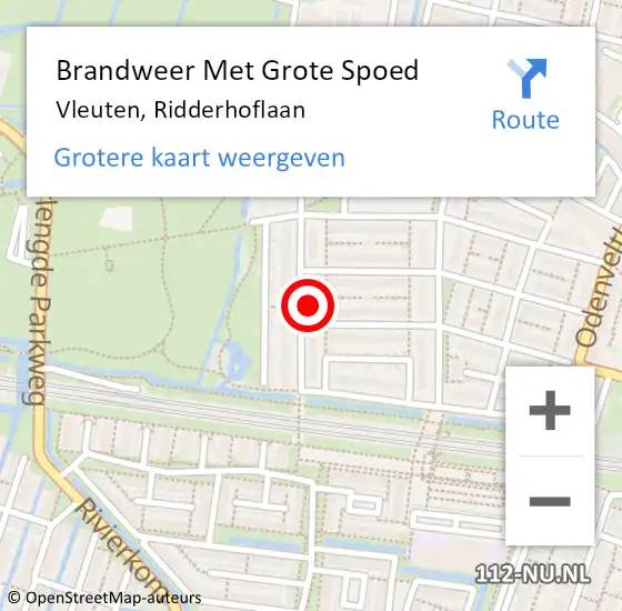 Locatie op kaart van de 112 melding: Brandweer Met Grote Spoed Naar Vleuten, Ridderhoflaan op 23 juni 2023 22:23
