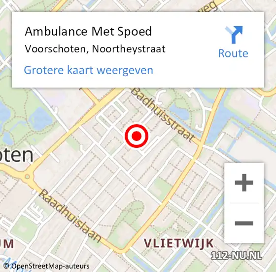 Locatie op kaart van de 112 melding: Ambulance Met Spoed Naar Voorschoten, Noortheystraat op 23 juni 2023 22:49