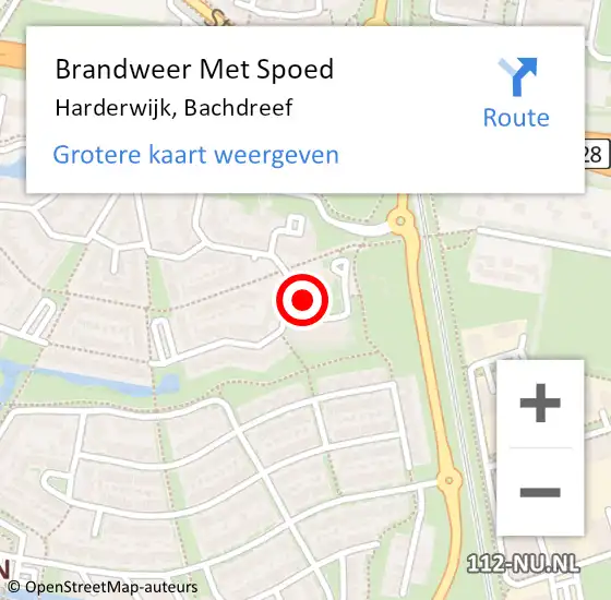 Locatie op kaart van de 112 melding: Brandweer Met Spoed Naar Harderwijk, Bachdreef op 23 juni 2023 23:00