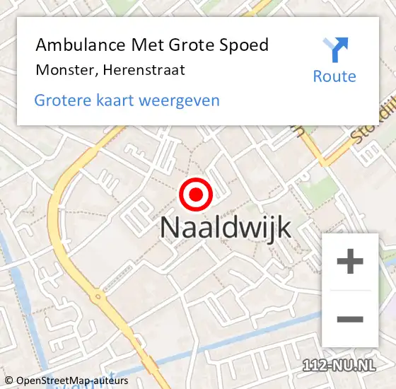 Locatie op kaart van de 112 melding: Ambulance Met Grote Spoed Naar Monster, Herenstraat op 23 juni 2023 23:10