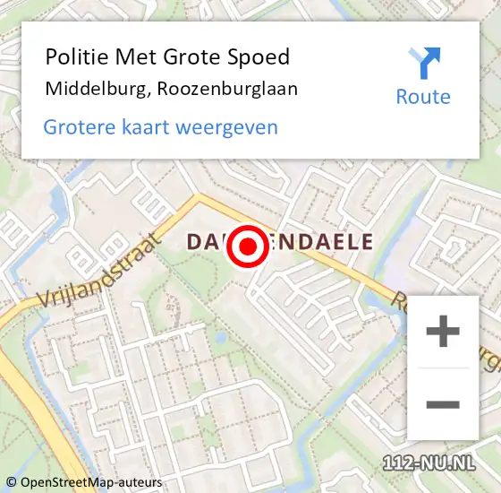 Locatie op kaart van de 112 melding: Politie Met Grote Spoed Naar Middelburg, Roozenburglaan op 23 juni 2023 23:53