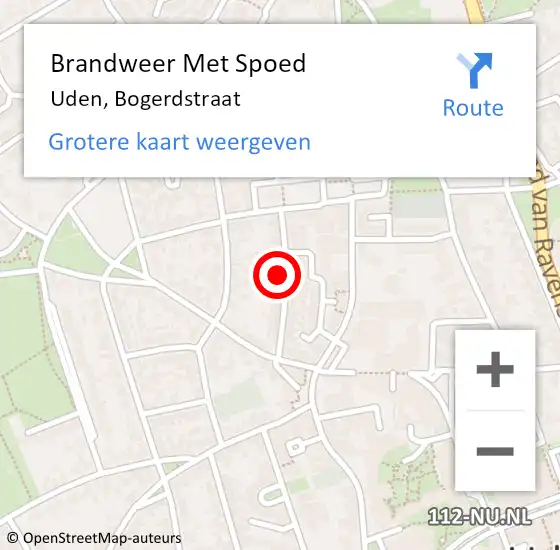 Locatie op kaart van de 112 melding: Brandweer Met Spoed Naar Uden, Bogerdstraat op 23 juni 2023 23:58