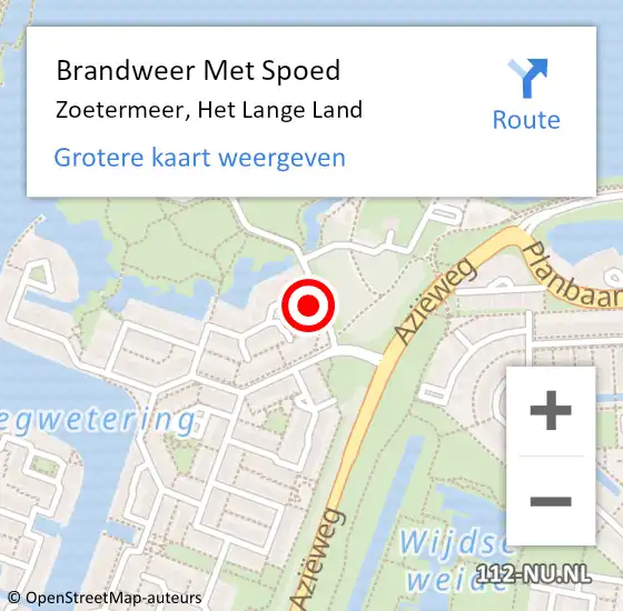 Locatie op kaart van de 112 melding: Brandweer Met Spoed Naar Zoetermeer, Het Lange Land op 24 juni 2023 00:14