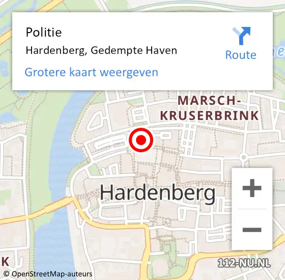 Locatie op kaart van de 112 melding: Politie Hardenberg, Gedempte Haven op 24 juni 2023 00:37