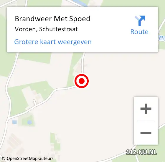 Locatie op kaart van de 112 melding: Brandweer Met Spoed Naar Vorden, Schuttestraat op 24 juni 2023 01:04