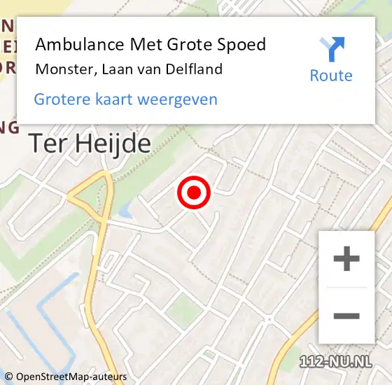 Locatie op kaart van de 112 melding: Ambulance Met Grote Spoed Naar Monster, Laan van Delfland op 24 juni 2023 01:25