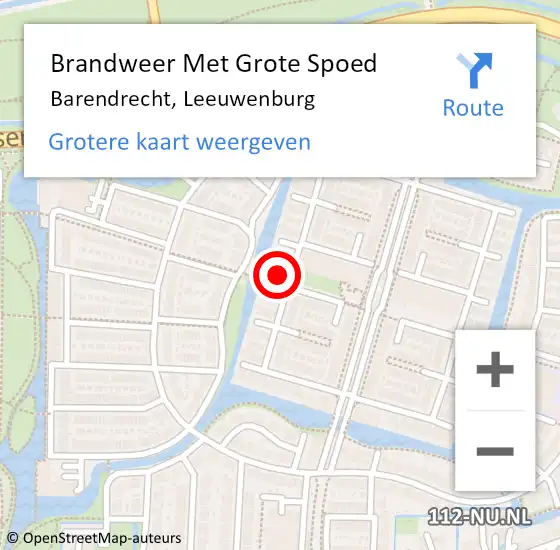 Locatie op kaart van de 112 melding: Brandweer Met Grote Spoed Naar Barendrecht, Leeuwenburg op 24 juni 2023 02:40