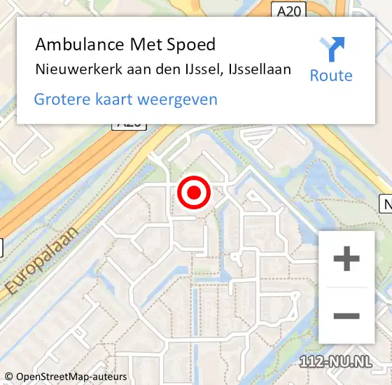 Locatie op kaart van de 112 melding: Ambulance Met Spoed Naar Nieuwerkerk aan den IJssel, IJssellaan op 24 juni 2023 02:56
